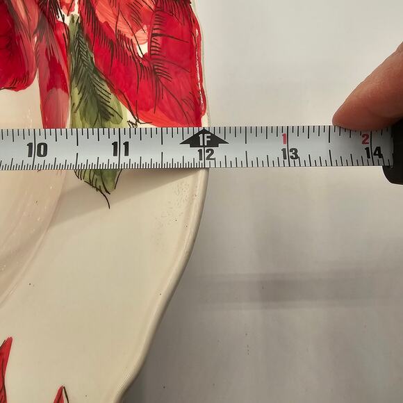 Maxcera Serving Bowl Sketch Poinsettia Holiday Ceramic 12in Festive Dinnerware - Picture 8 of 8